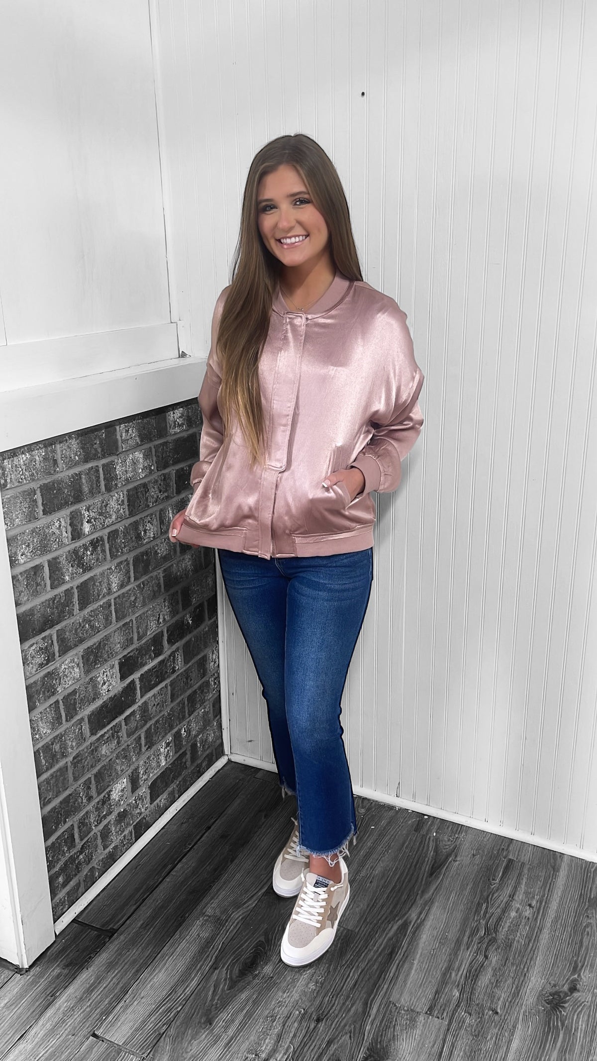 SATIN TEXTURED BOMBER JACKET