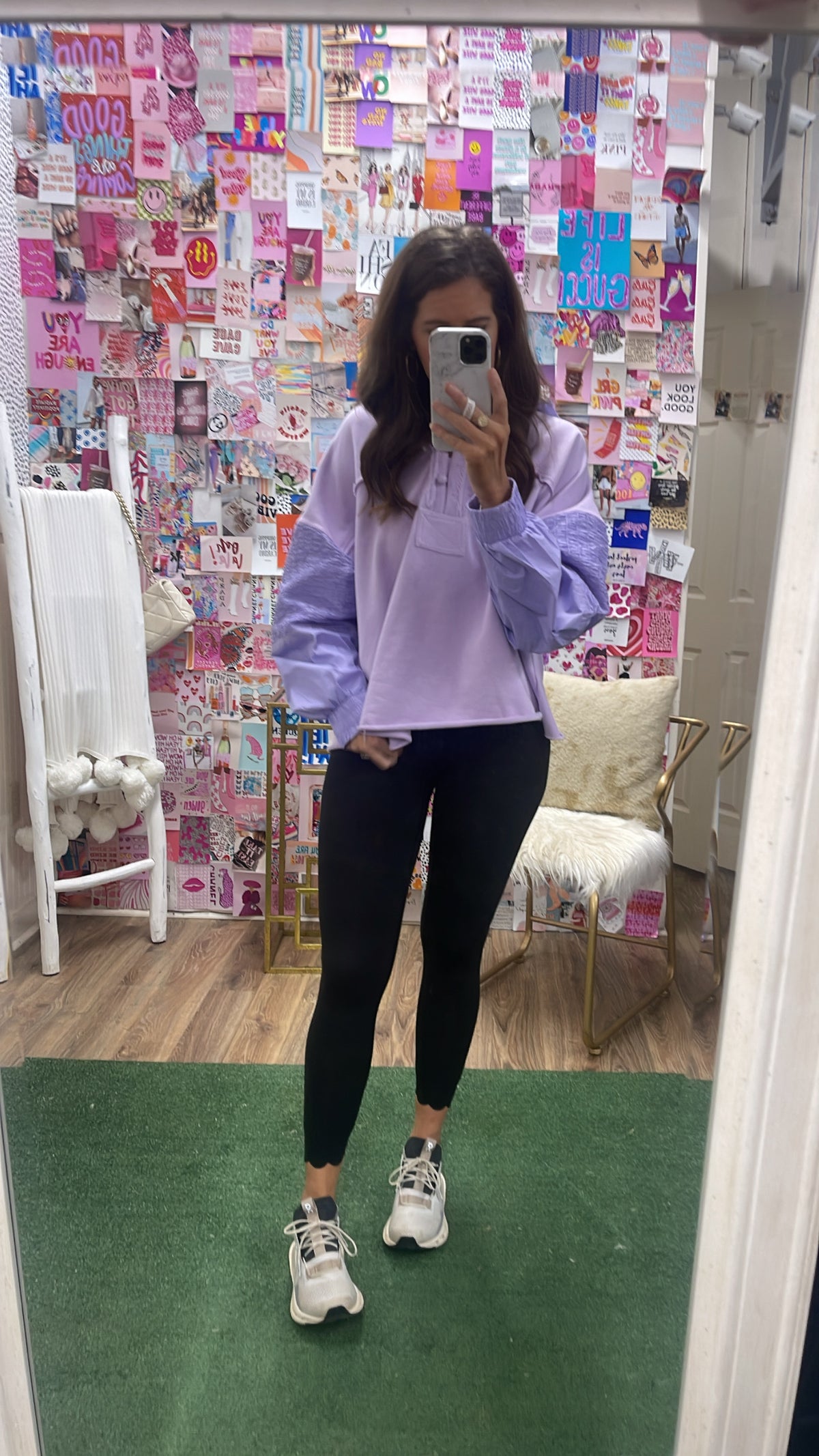 LAVENDER VNECK HOODIE SWEATSHIRT