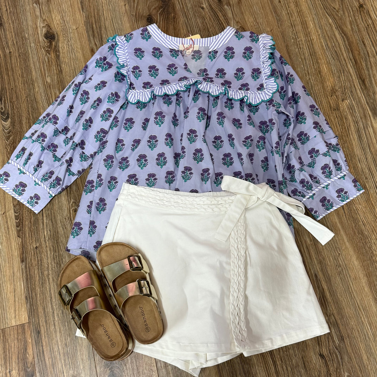 LAVENDER PRINTED SCALLOP TOP