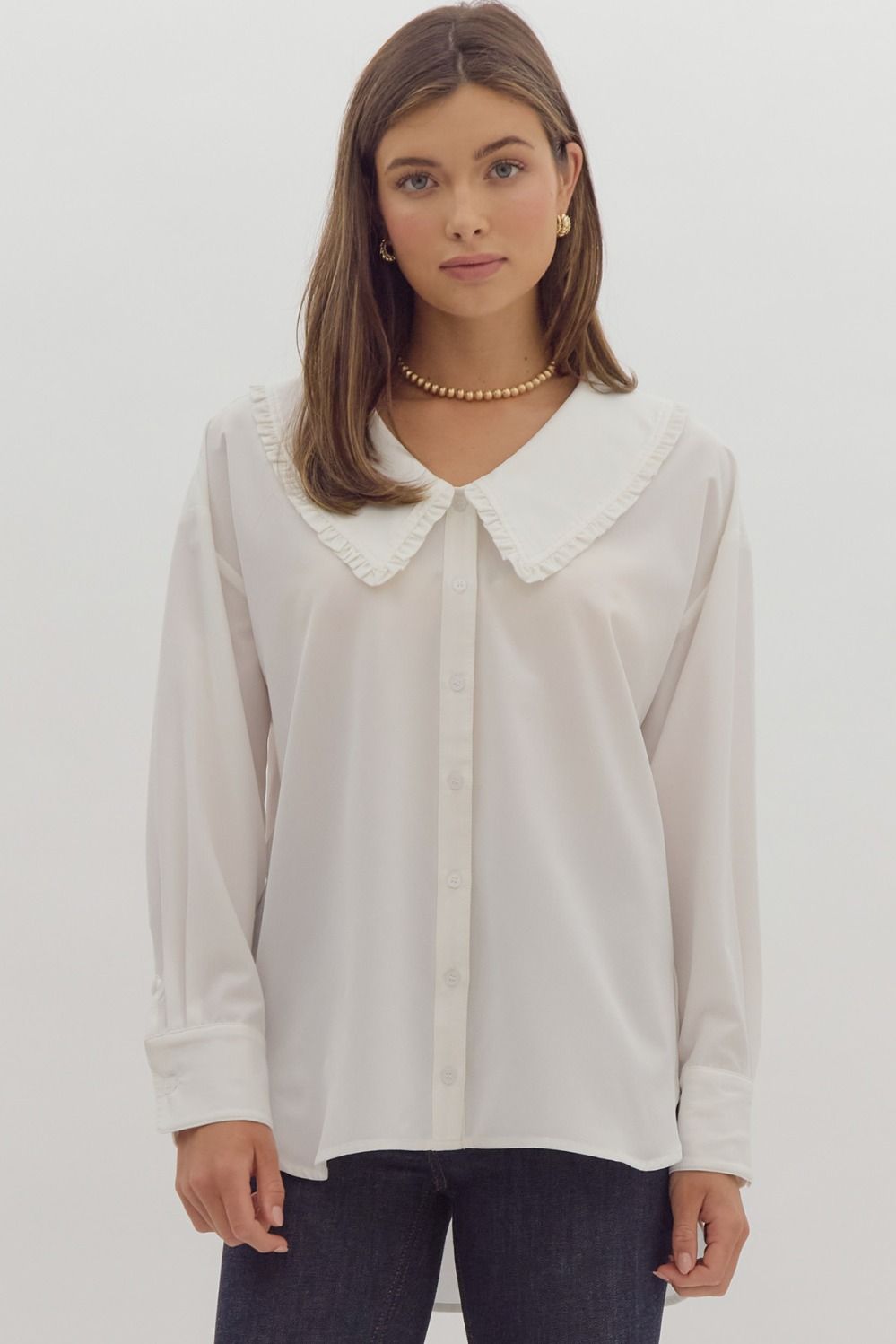 WHITE PETER PAN COLLAR BUTTON UP