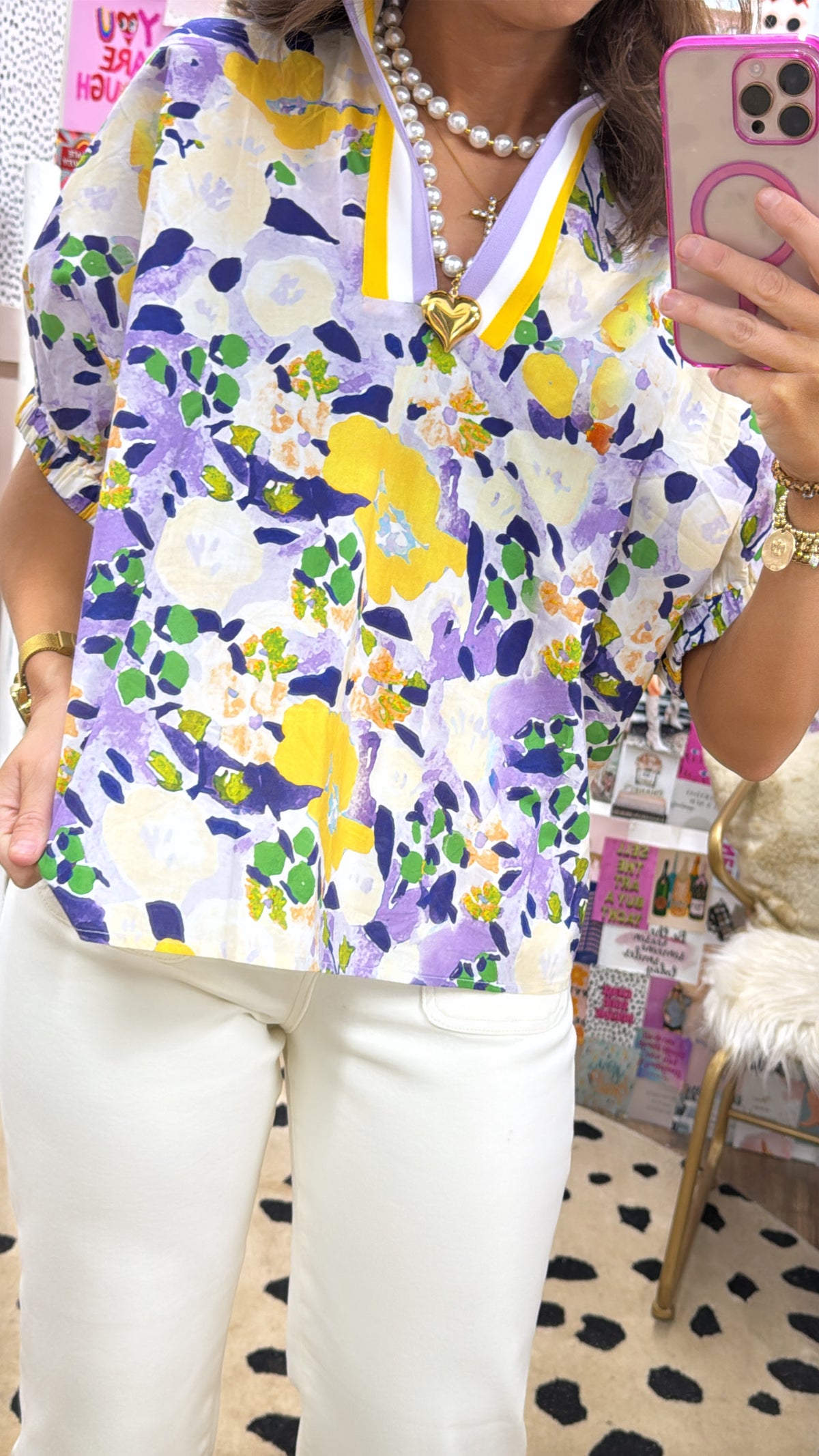 KELSIE LAVENDER YELLOW FLORAL TOP