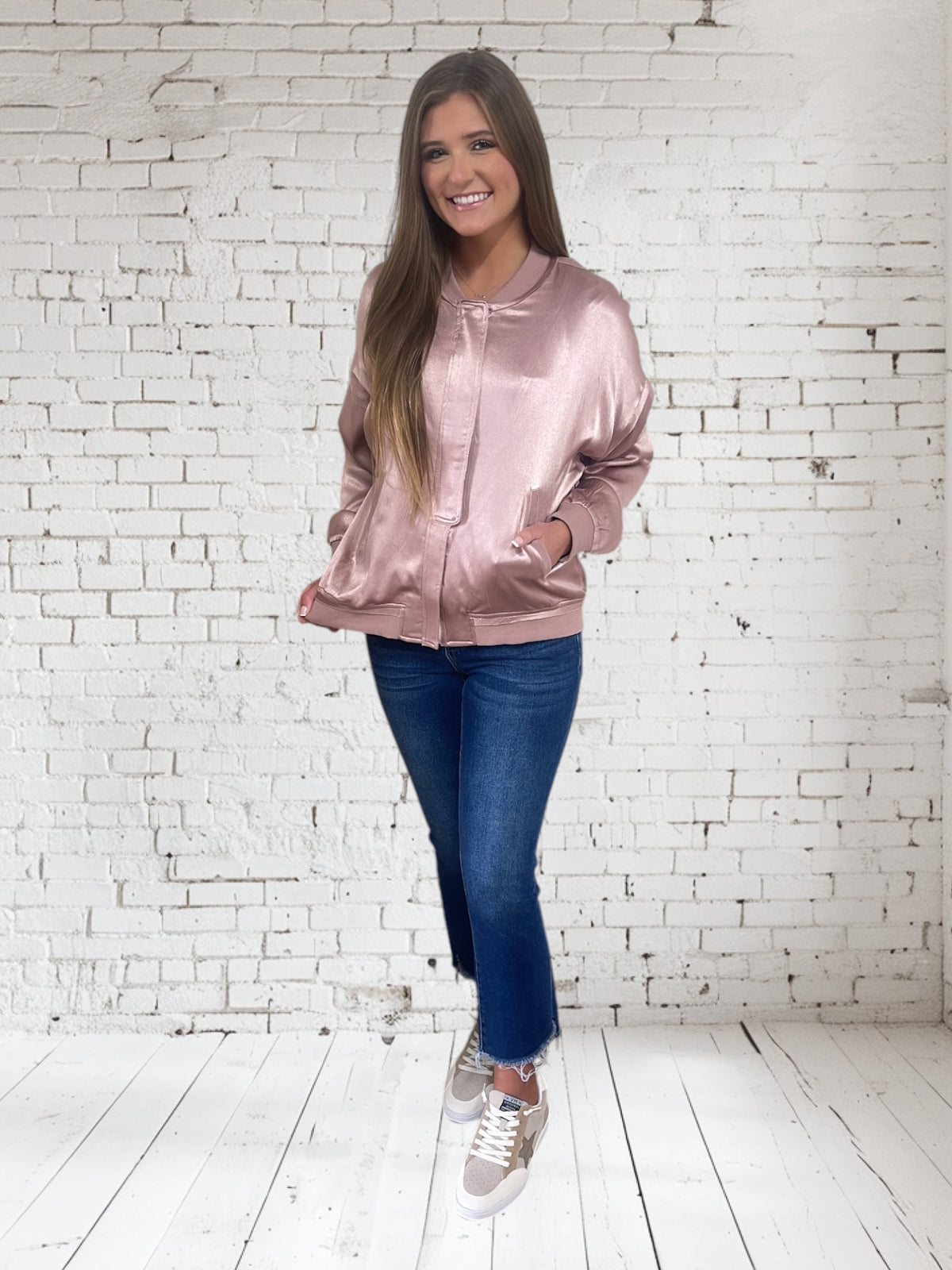 SATIN TEXTURED BOMBER JACKET