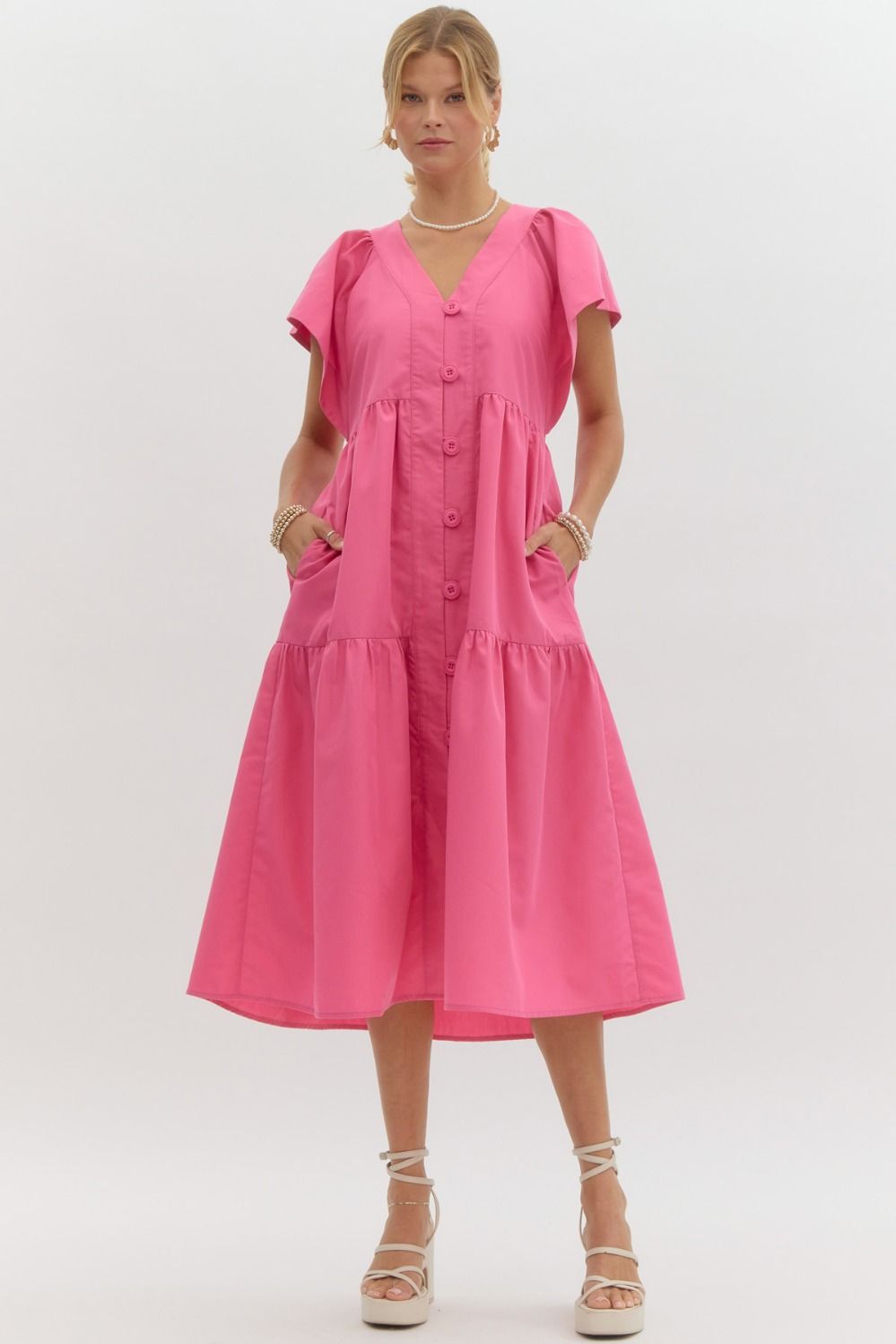 PINK BUTTON TIERED MIDI