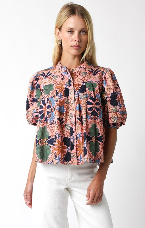 DEEP BLUSH PRINTED TOP