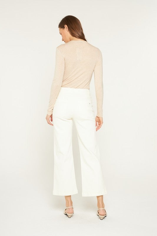 WHITE WIDE LEG PATCH POCKET