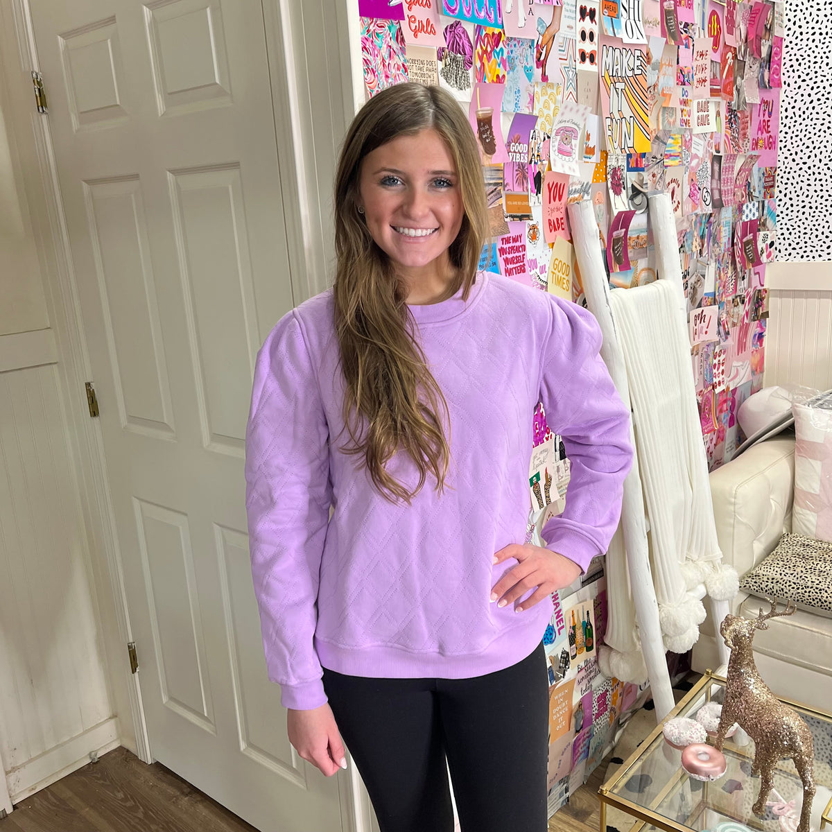 LAVENDER STITCH CREW SWEATSHIRT