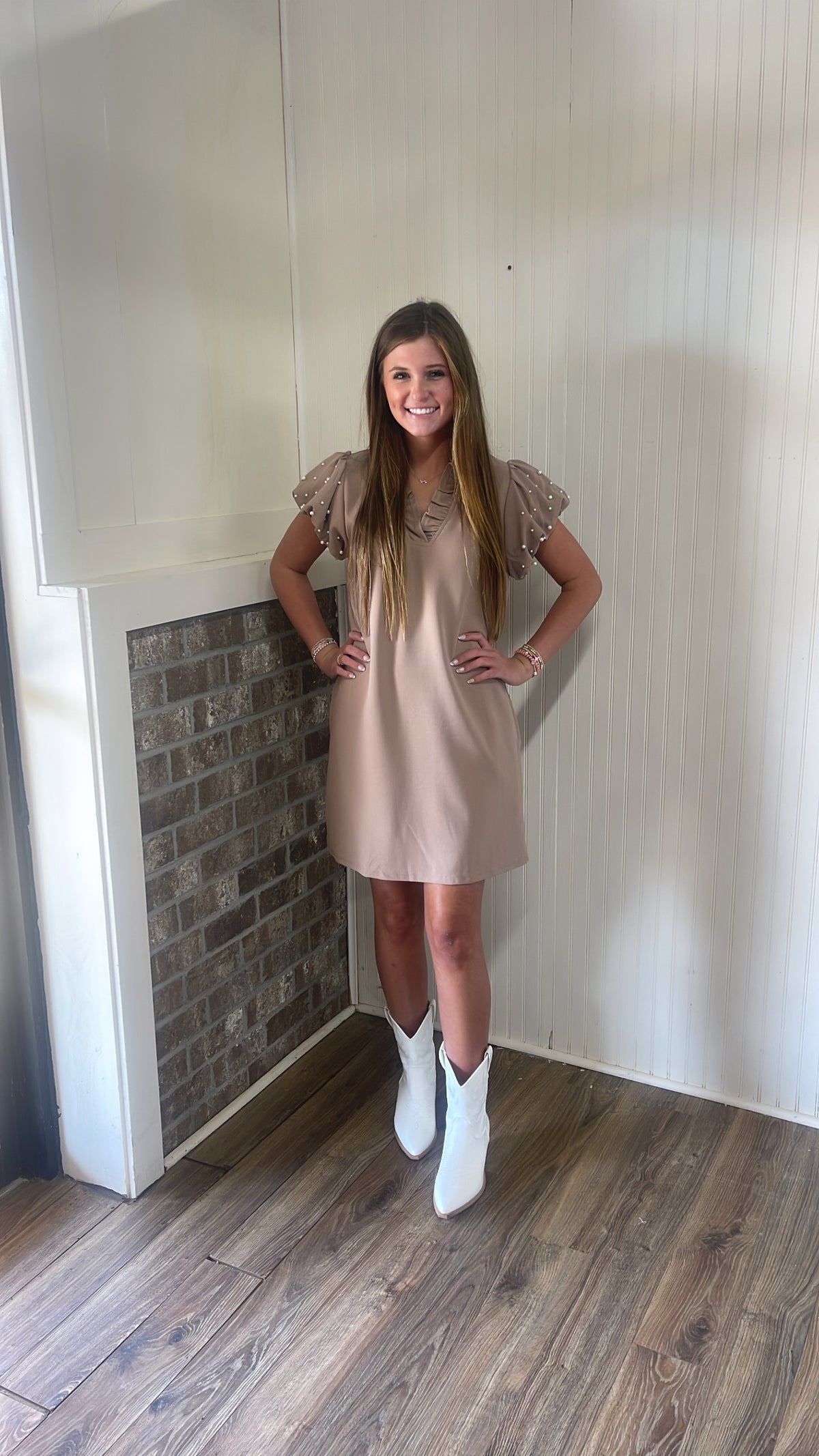 MOCHA PEARL SLV DRESS