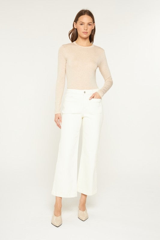 WHITE WIDE LEG PATCH POCKET