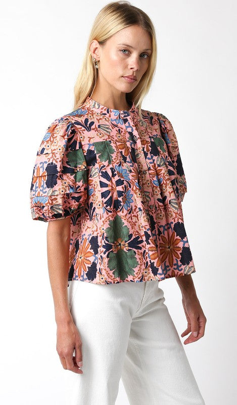 DEEP BLUSH PRINTED TOP