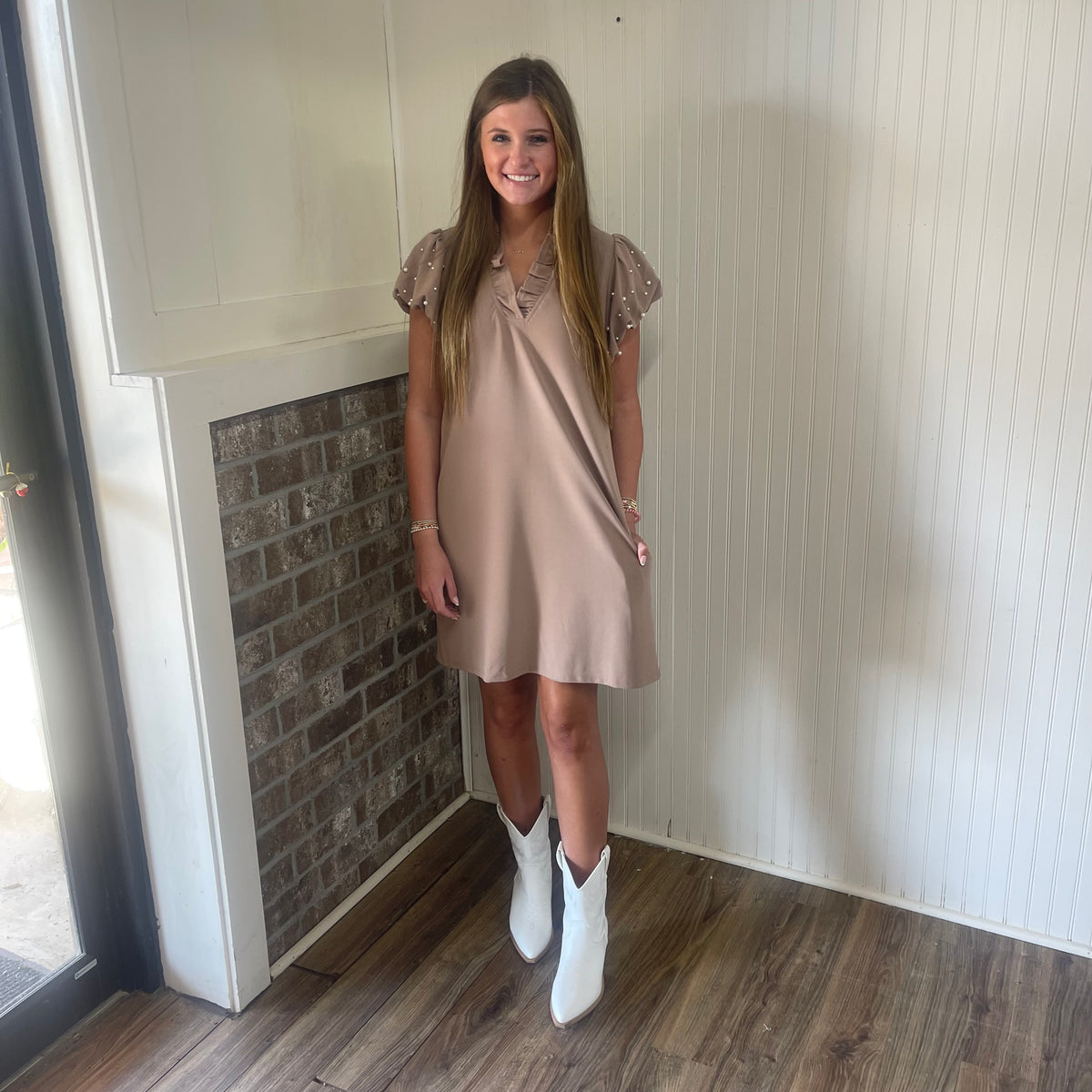 MOCHA PEARL SLV DRESS