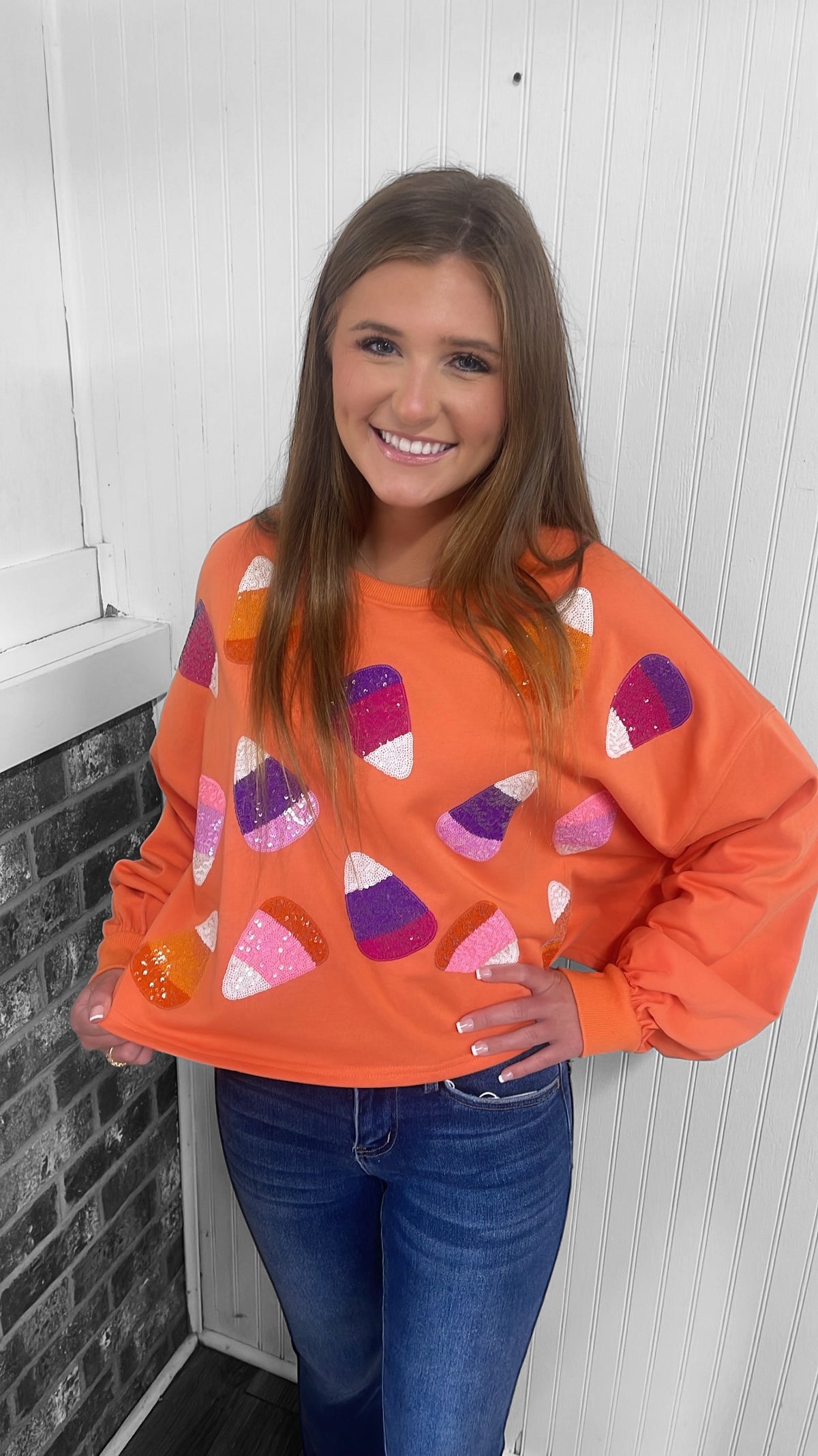 HALLOWEEN CANDY CORN SWEATSHIRT