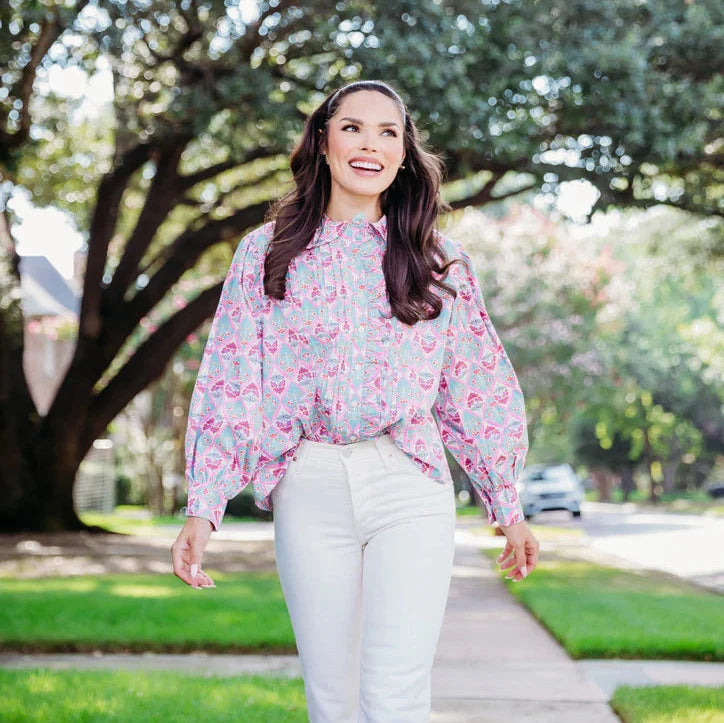 PARIS FLORAL VINTAGE RUFFLE TOP