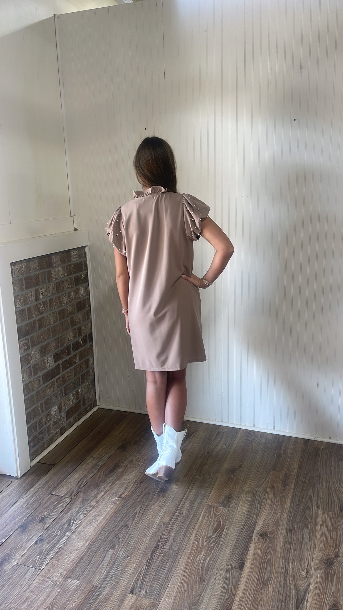 MOCHA PEARL SLV DRESS