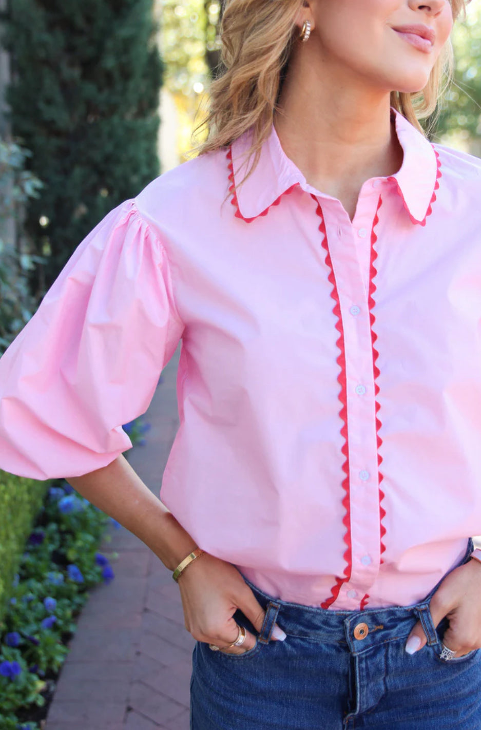 PINK RIC RAC POPLIN