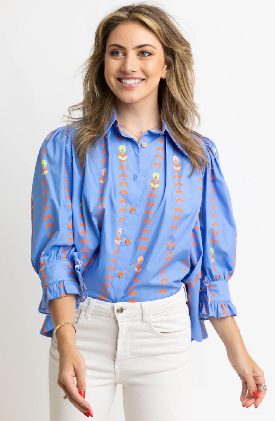 PERINKLE FLORAL VINE POPLIN TOP