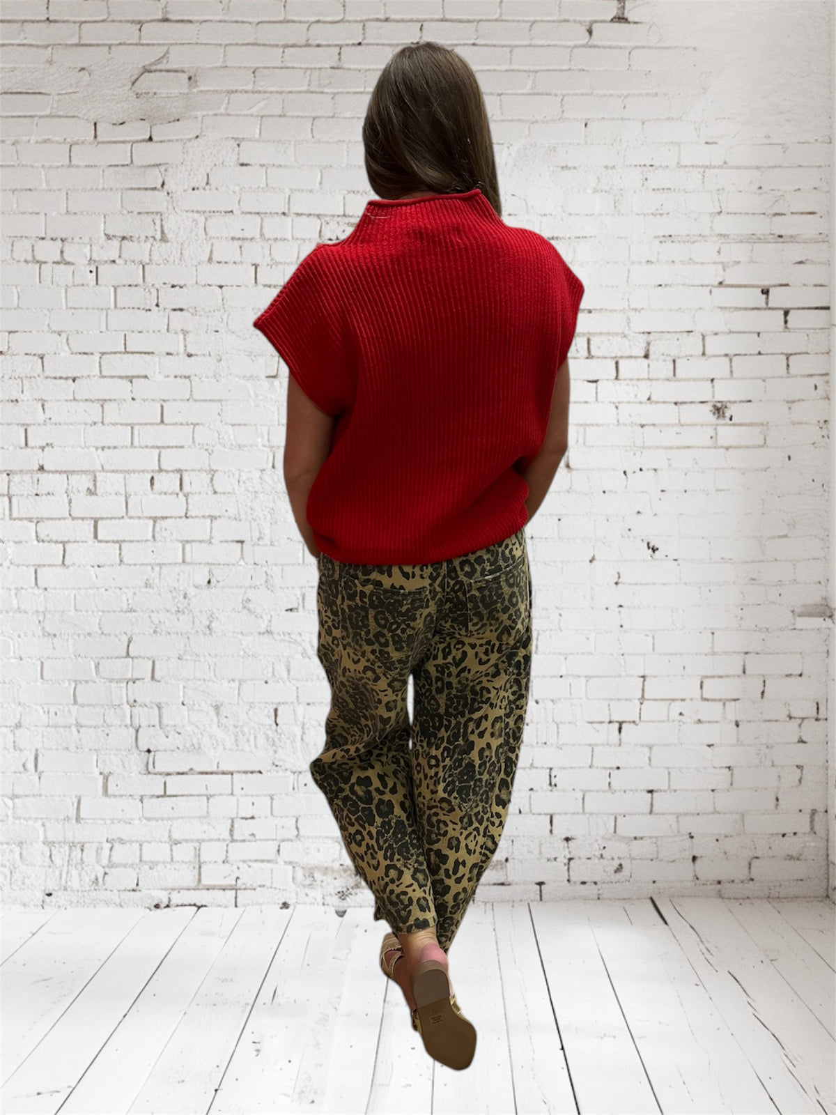 LEOPARD MID RISE BARREL PANT