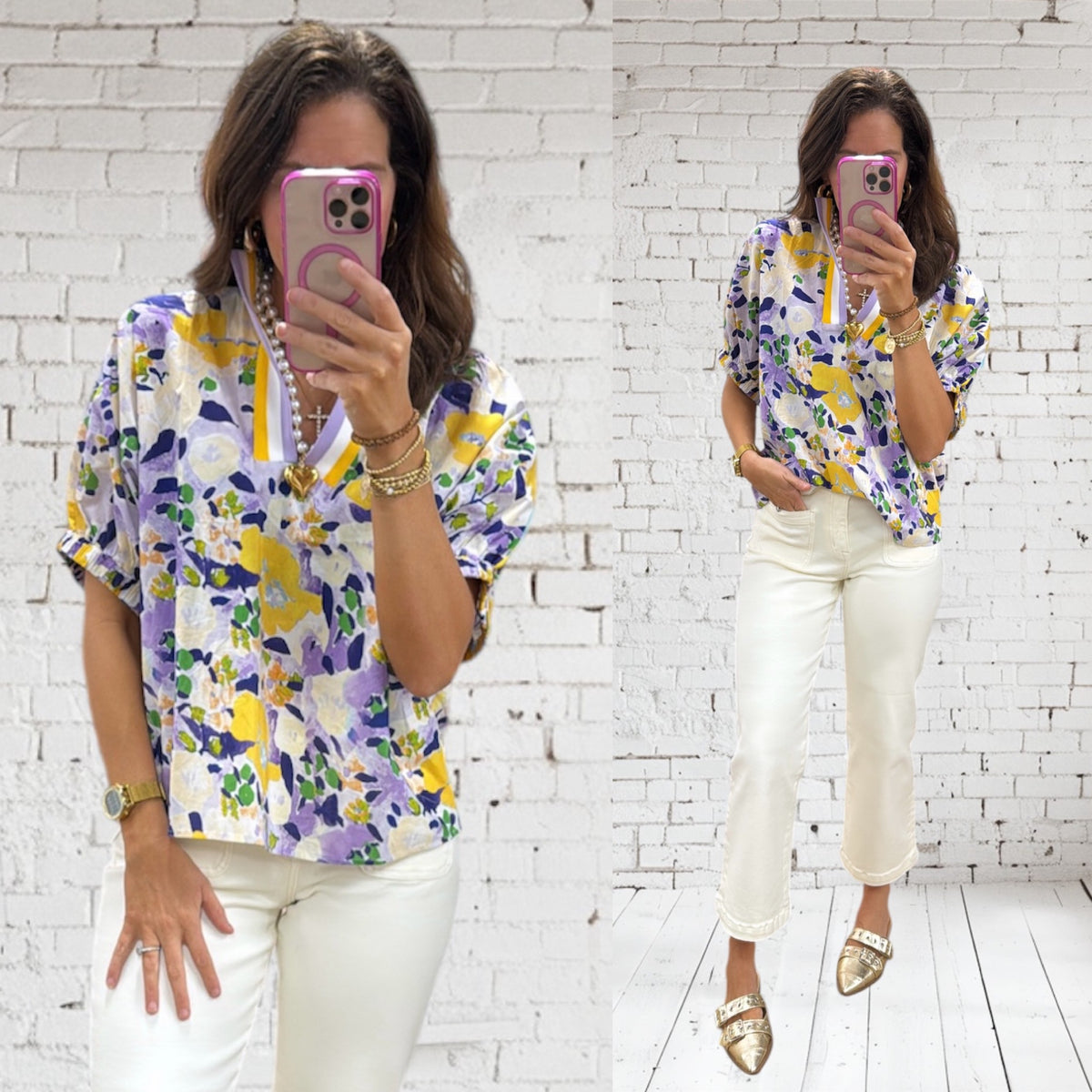 KELSIE LAVENDER YELLOW FLORAL TOP