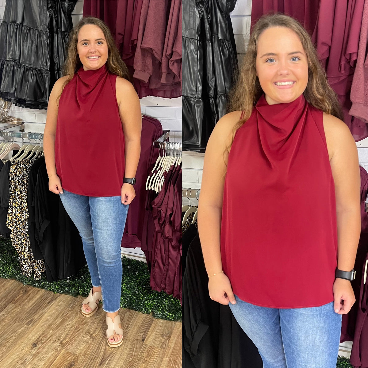 KERI COWL NECK MAROON TOP