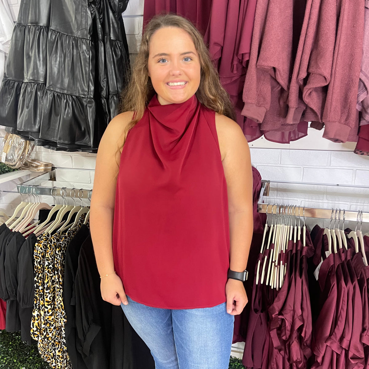 KERI COWL NECK MAROON TOP