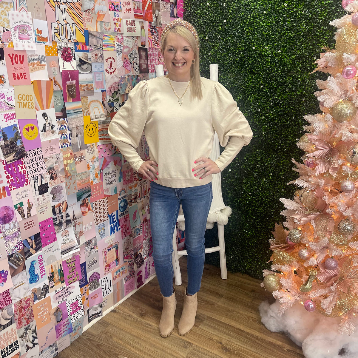 BLUSH STITCH SLV SWEATSHIRT